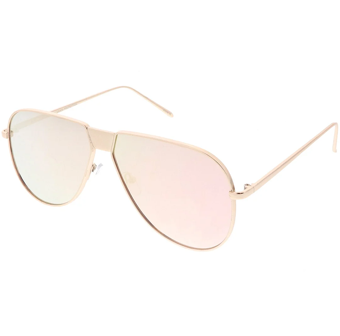 Oversize Metal Aviator glasses With Color Mirror Flat Lens 61mm