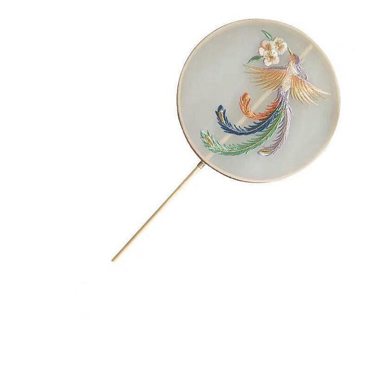 Li Ziqi Style Embroidery Moon-shaped Fan