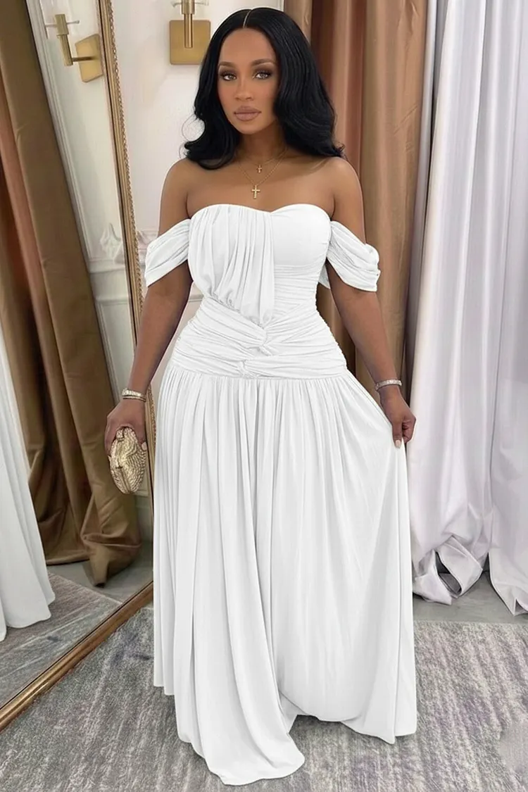 off the shoulder long dress formal Tube Top Sleeveless Off-Shoulder Formal Gowns Pleated Floor-Length A-Line Prom Dress with High Slit Custom Color / US14