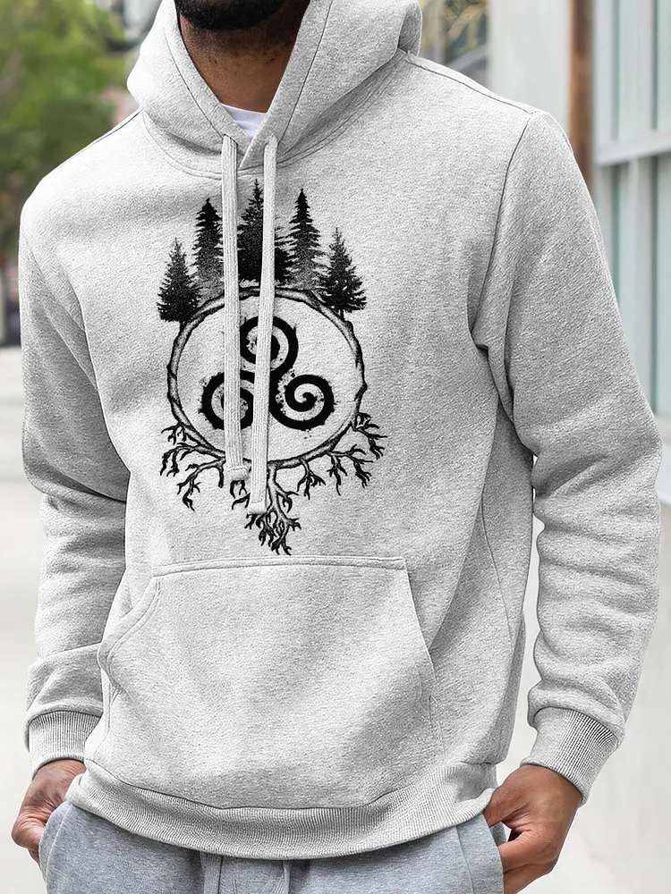 Men's Viking Forest Triskelion Graphic Print Casual Hoodie