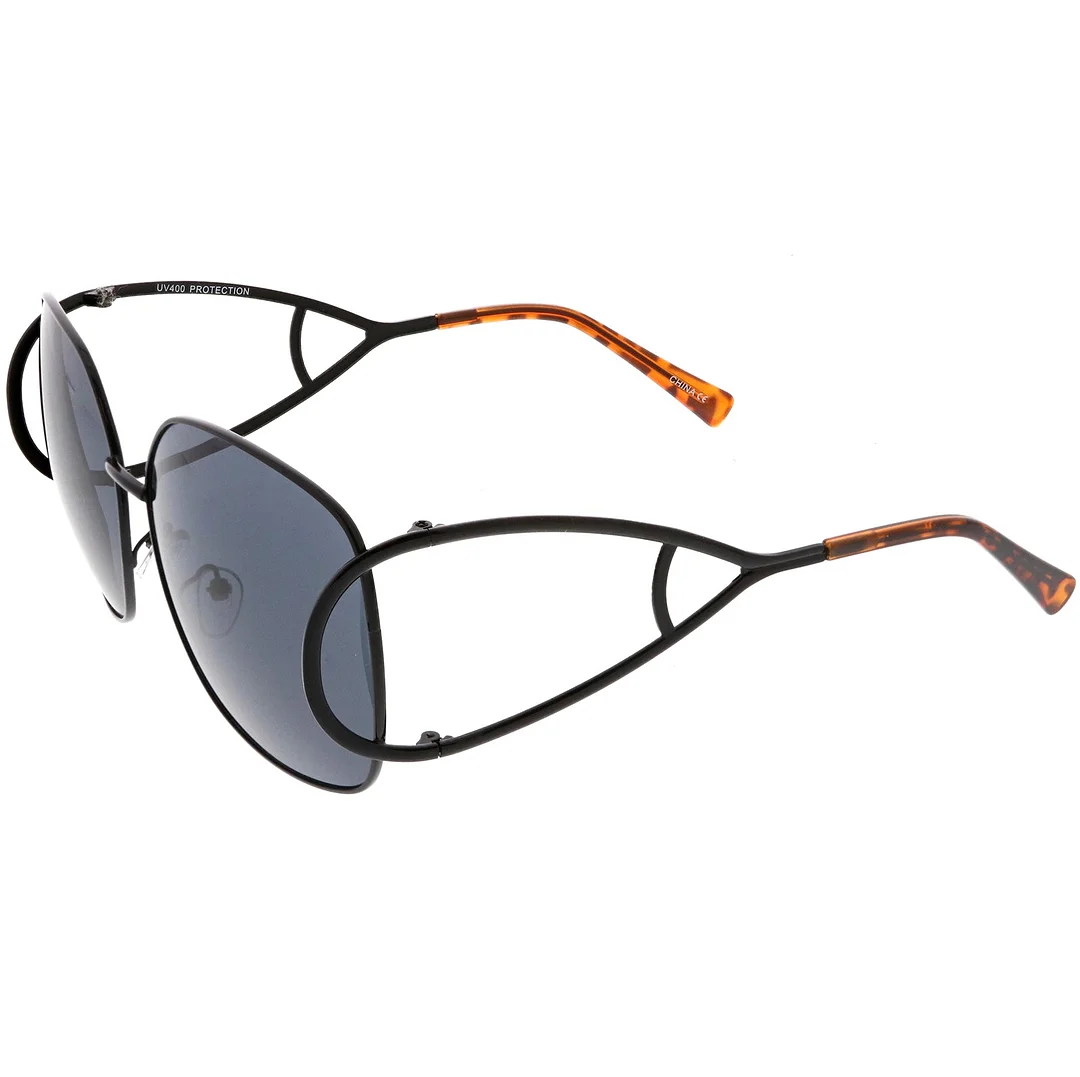 Women's Open Metal Arms Oversize glasses Square Colored Lens 65mm