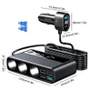 Car Charger Adapter 154W Car Power Adapter 9 in 1 3 Socket QC3.0 for Car Vehicle