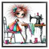 (Stamped/Counted) Sewing Machine Girl-11CT Cross Stitch 40*40cm/15.75*15.75in