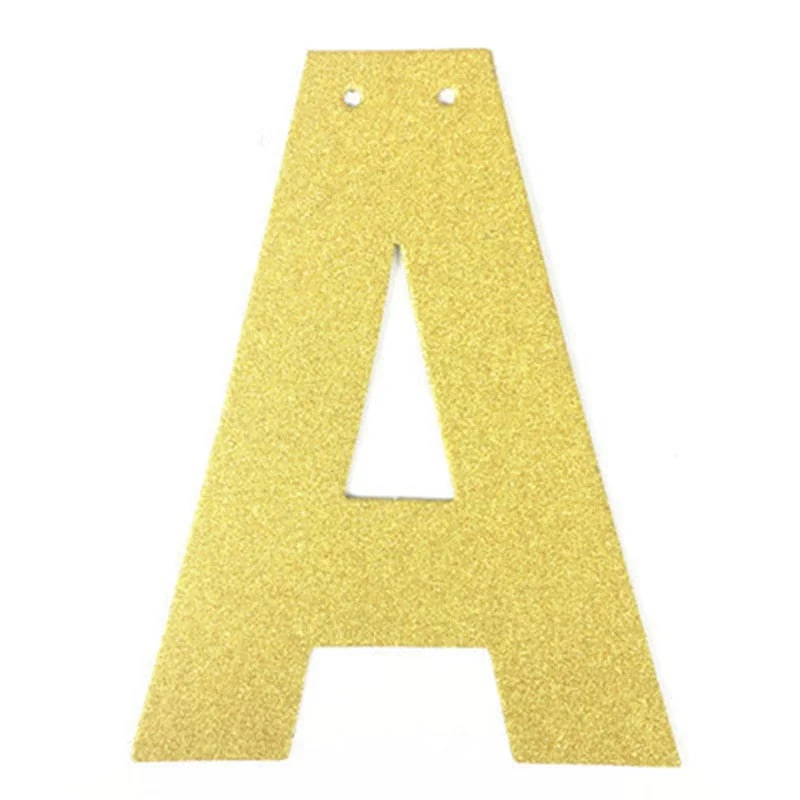 1Pcs/lot 13cm Personalized DIY Gold Glitter Paper Letter Banner Hanging Flags for Wedding Birthday Party Festival Decorations