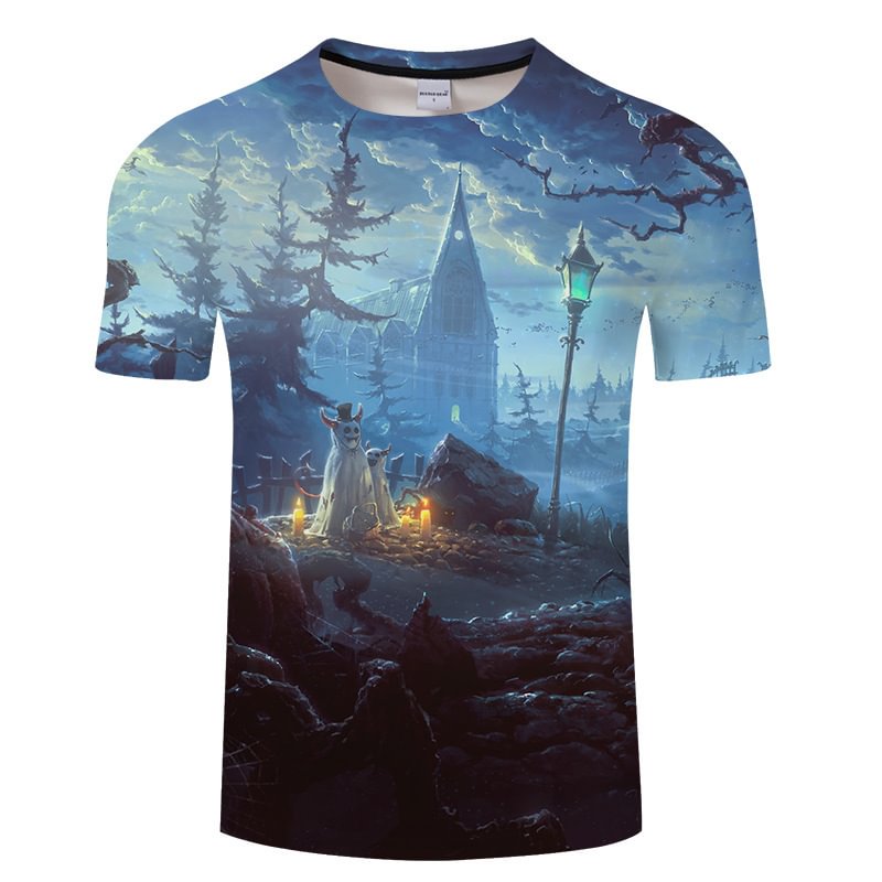 Men's Causal Halloween O Neck Short Sleeve T-shirt