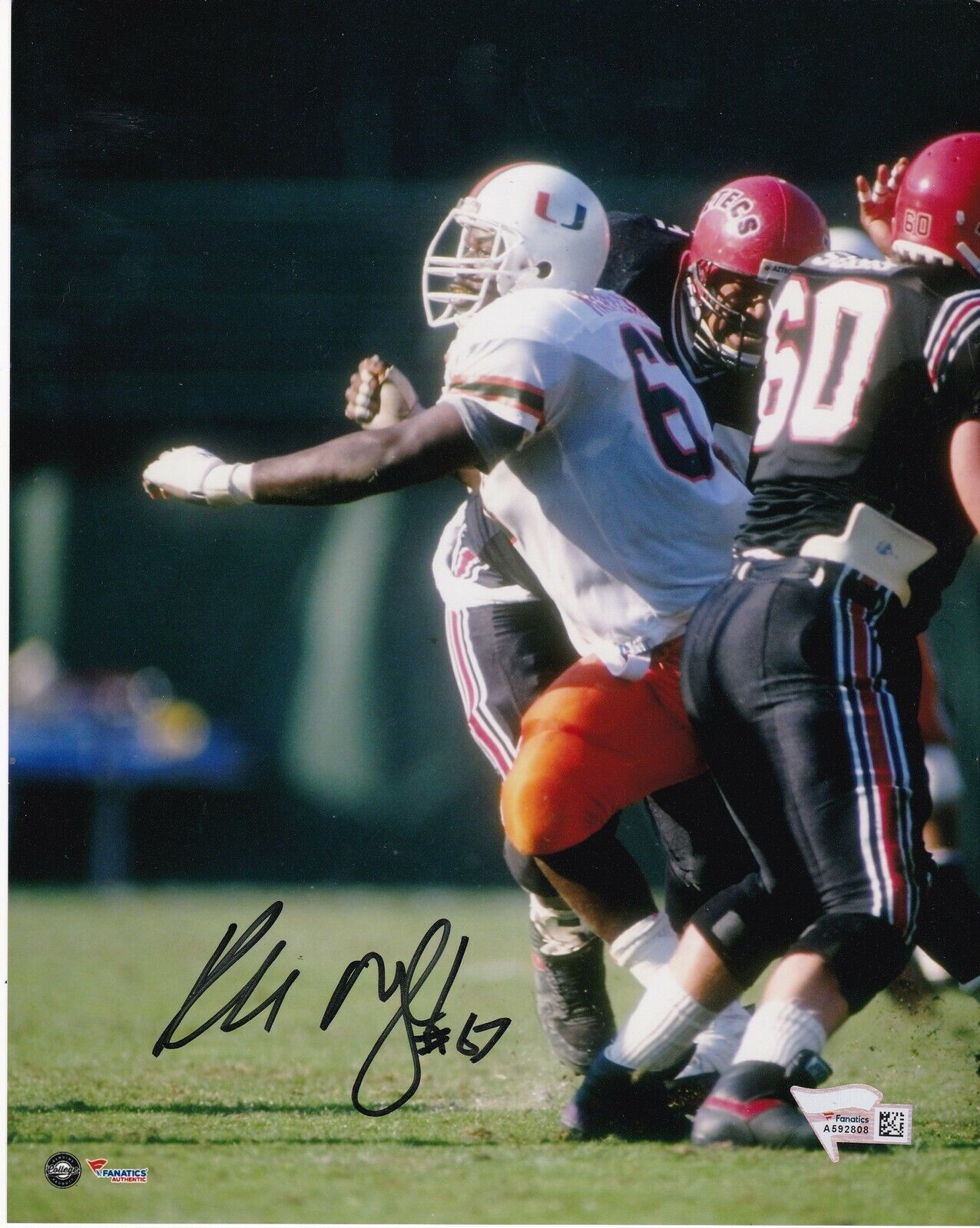 RUSSELL MARYLAND MIAMI HURRICANES ACTION SIGNED 8x10