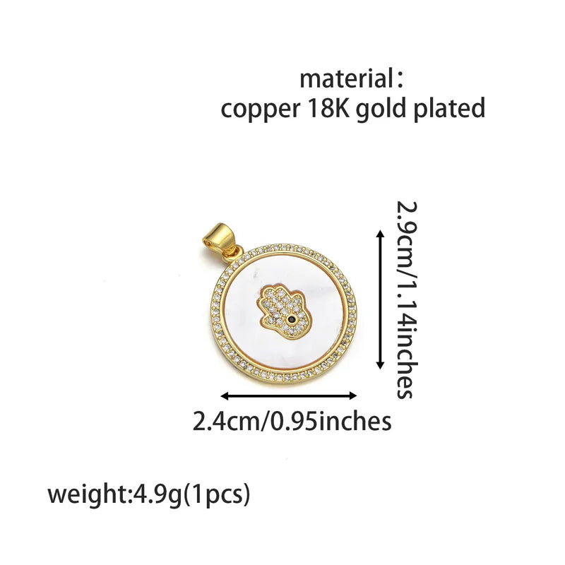 1 Piece 2.2cm*2.5cm 2.4cm*2.9cm Copper Shell Zircon 18K Gold Plated Palm Eye Pendant Jewelry Accessories