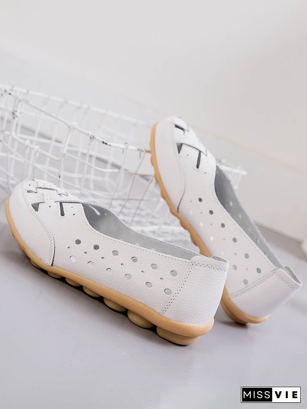 Hollow Leather Soft Sole Shoes