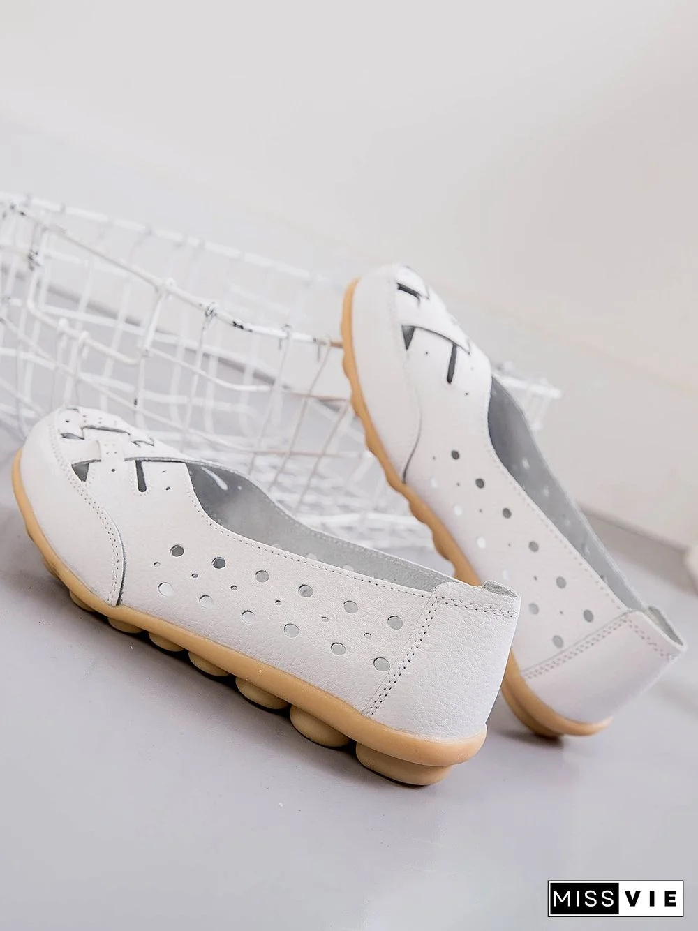 Hollow Leather Soft Sole Shoes