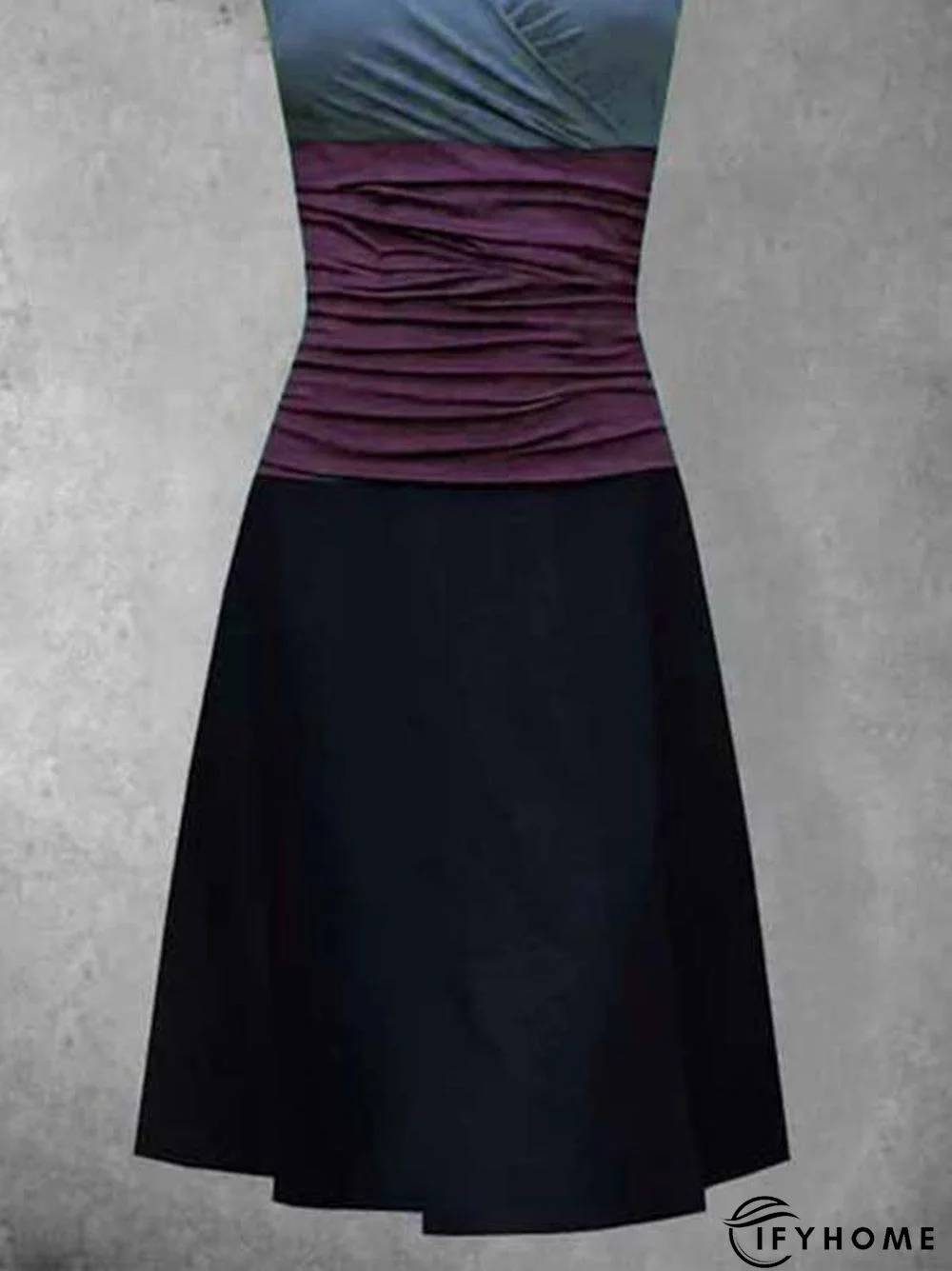 Cotton-Blend Sleeveless Color-Block Casual Knitting Dress | IFYHOME