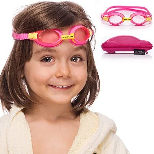Swimming Goggles for Kids (Age 2-8 years old) with Fun Car Hardcase for Easy Transportation