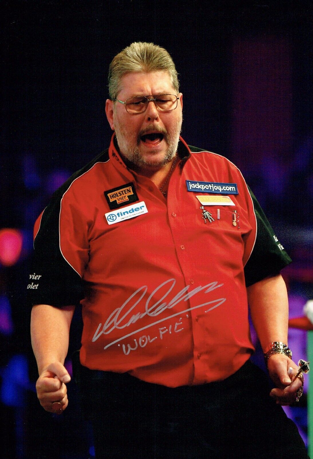 Martin Wolfie ADAMS Signed 12x8 Autograph Photo Poster painting 1 AFTAL COA Darts Player BDO