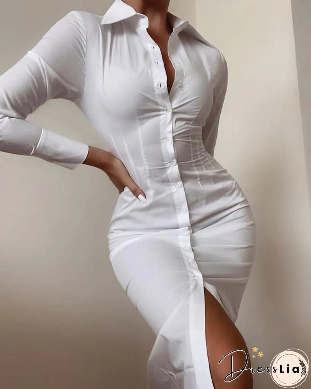 Sexy floral print dress women autumn long sleeve v-neck high waist bandage button slim