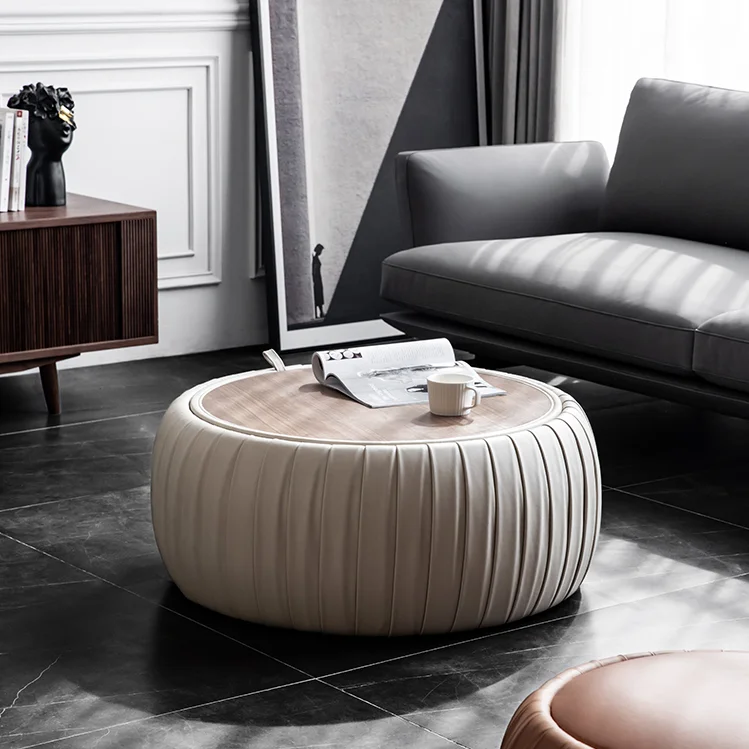 Homemys Modern Coffee table Convertible Ottoman With Storage