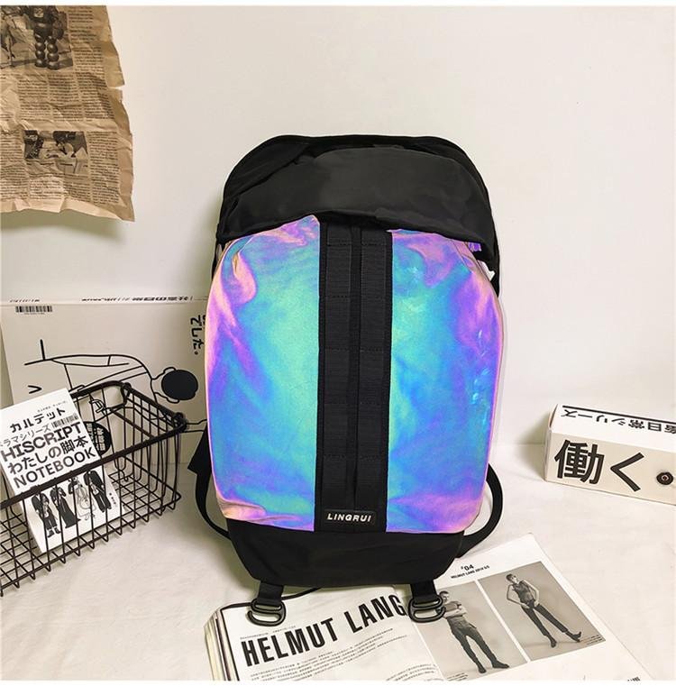 Light-Reflective Backpack Polyester Large Schoolbag