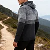 💥2025 New Arrivals!Men's Sweater Striped Contrast Color Knitted Sweater Cardigan Jacket Hoodie Sports Casual Hiking Jacket Zipper Sportswear Autumn And Winter Plus Velvet Thick Warm