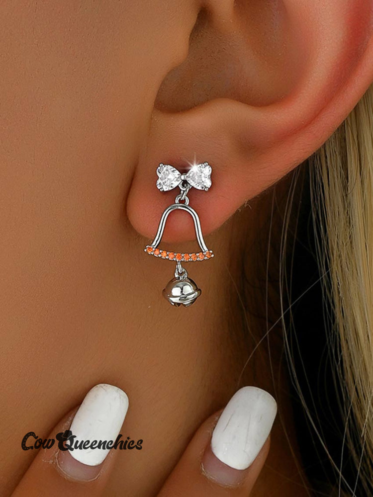 Bows Christmas Bell Earrings Silver / OneSize