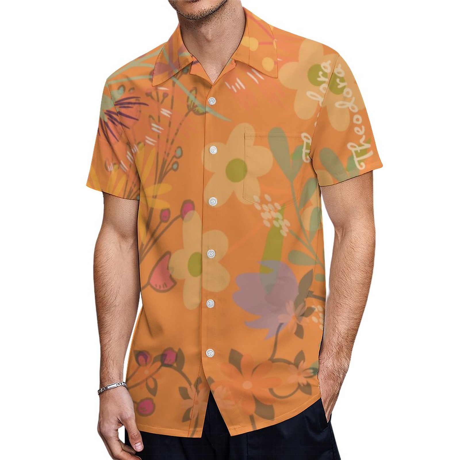 Girly Abstract Gold Leaf Colorful Flower Hawaiian Shirt Mens Button Down Plus Size Tropical Hawaii Beach Shirts