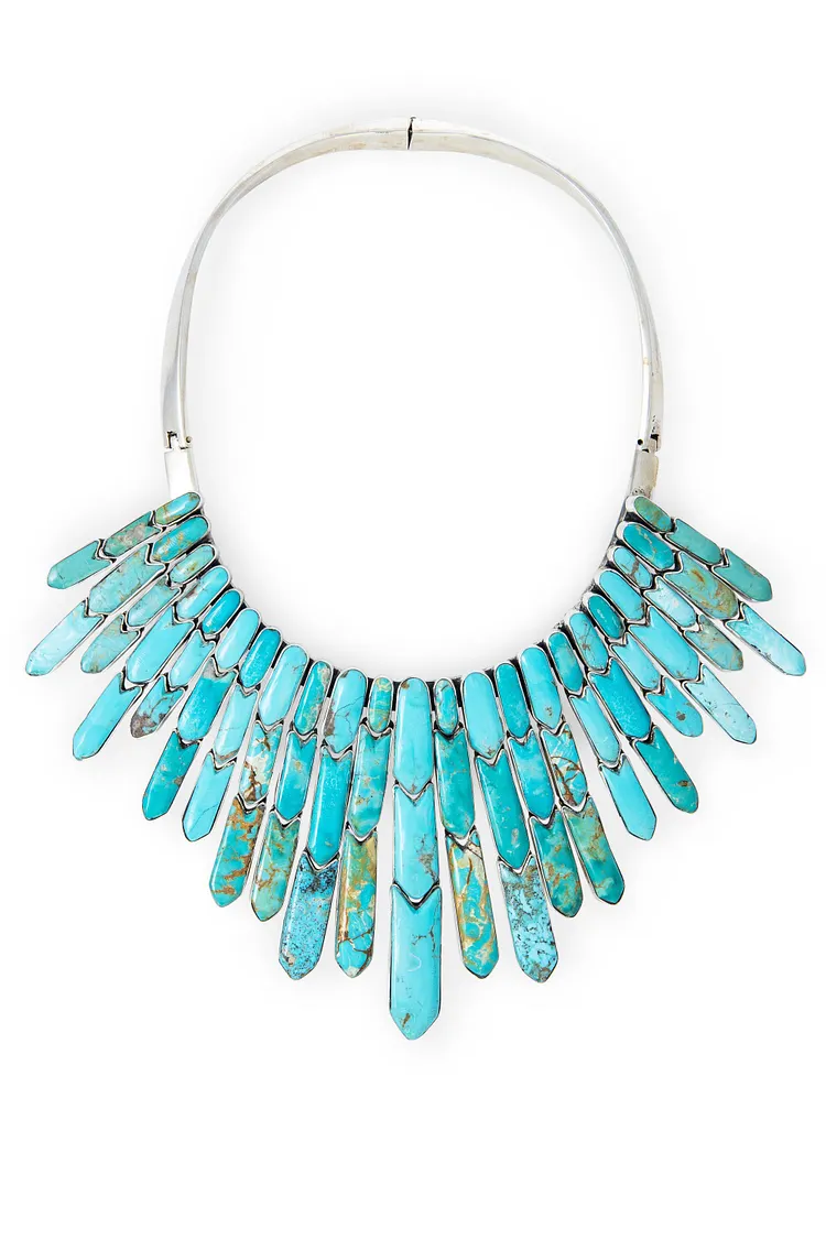 Necklace, Natural Stone, Bib, Turquoise, Federico, Contemporary, 1001