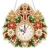 Acrylic Special Shape Xmas Cross Wreath Diamond Pearl Painting Clock Handicraft Hanging Kit