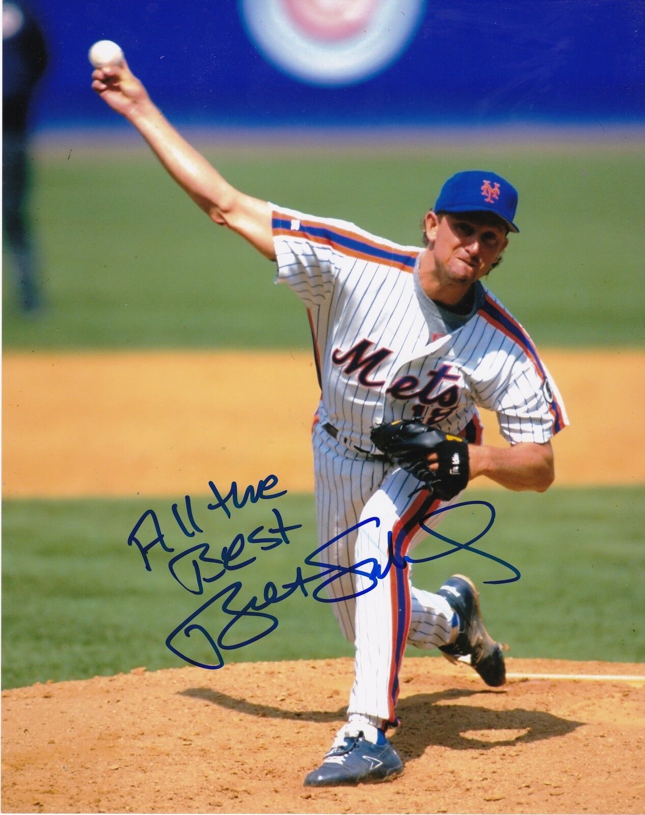 BRET SABERHAGEN NEW YORK METS ACTION SIGNED 8x10