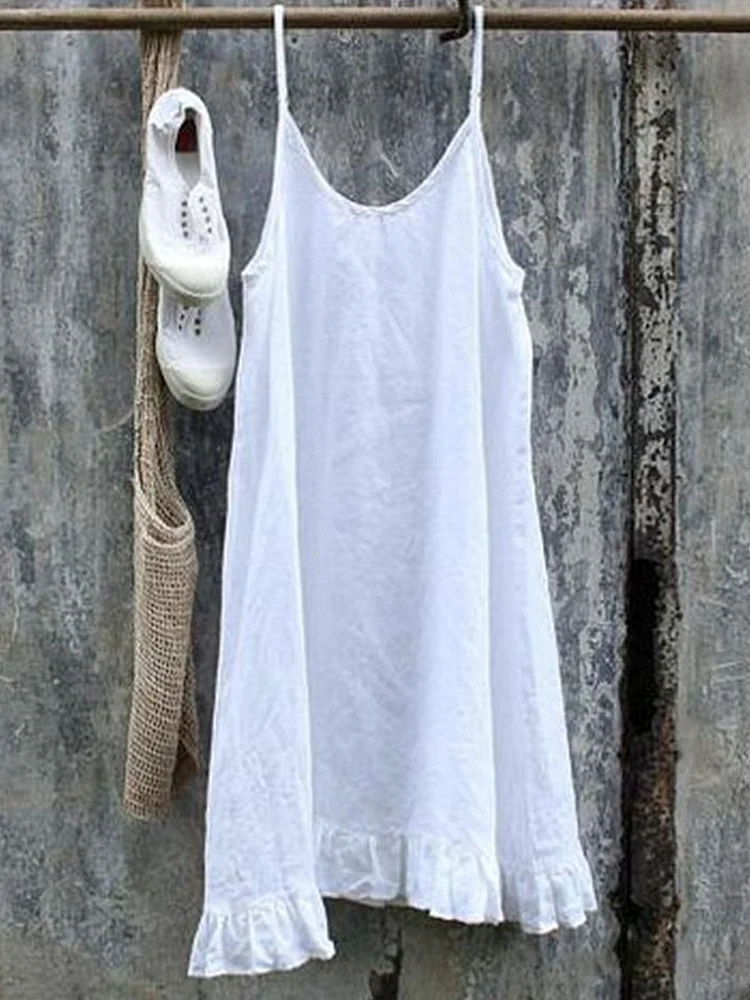 Women's Simple Solid Linen Slip Dress