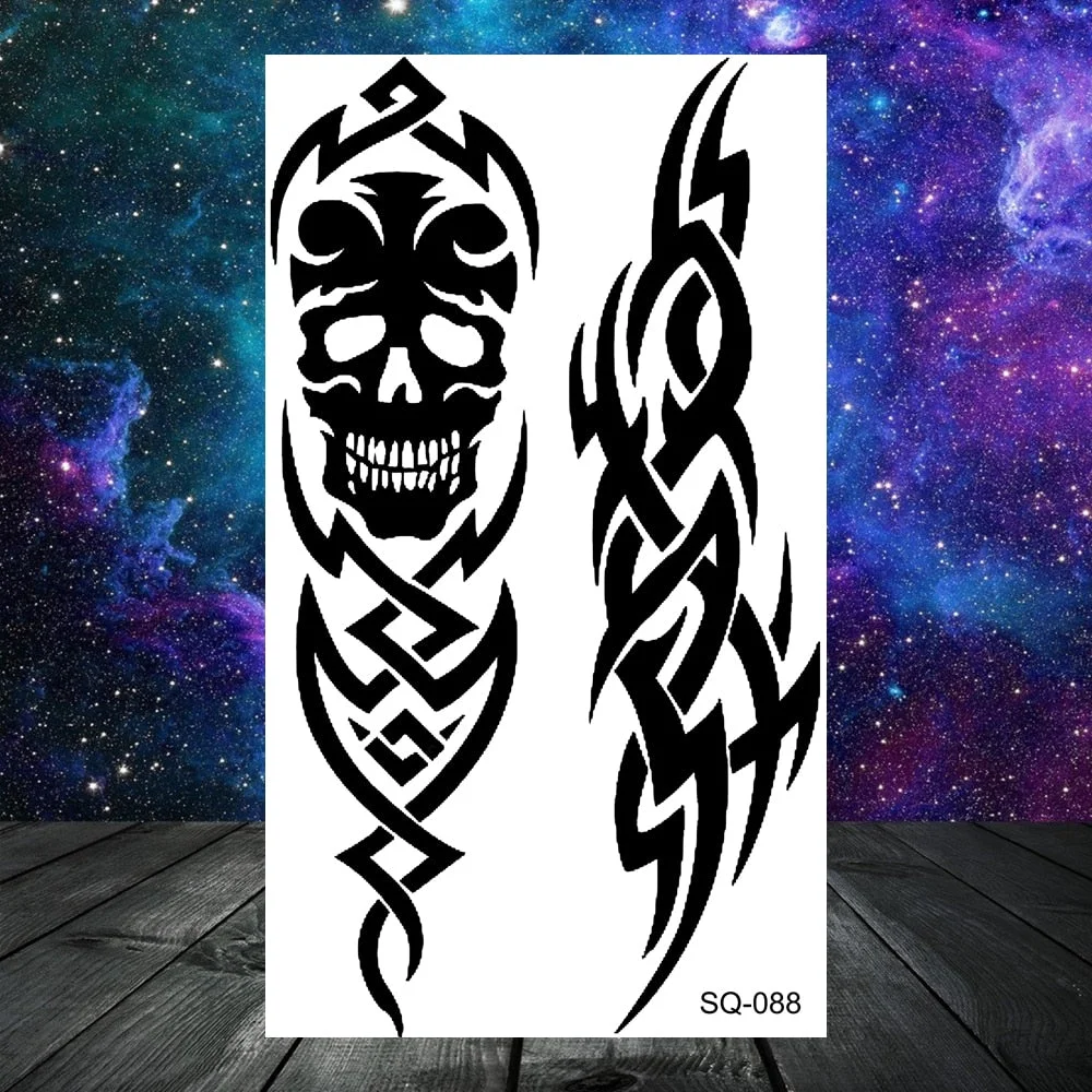 Small Skull Henna Feather Arrow Temporary Tattoos For Women Adult Kids Cross Scorpion Anchor Fake Tattoo Neck Arm Finger Tatoos