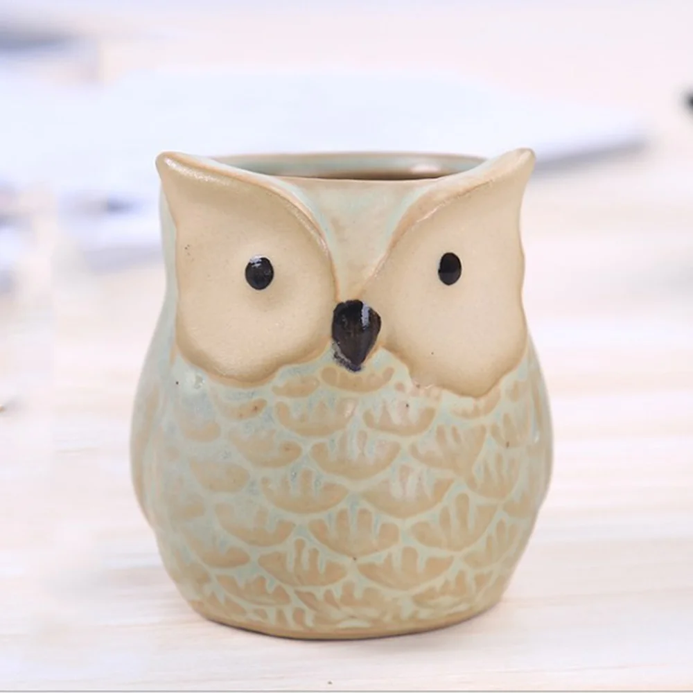 1 Pcs Flower Pot Mini Ceramic Owl Succulent Plant Container Pot Flowers Planter Garden Supplies Home Decoration Accessories