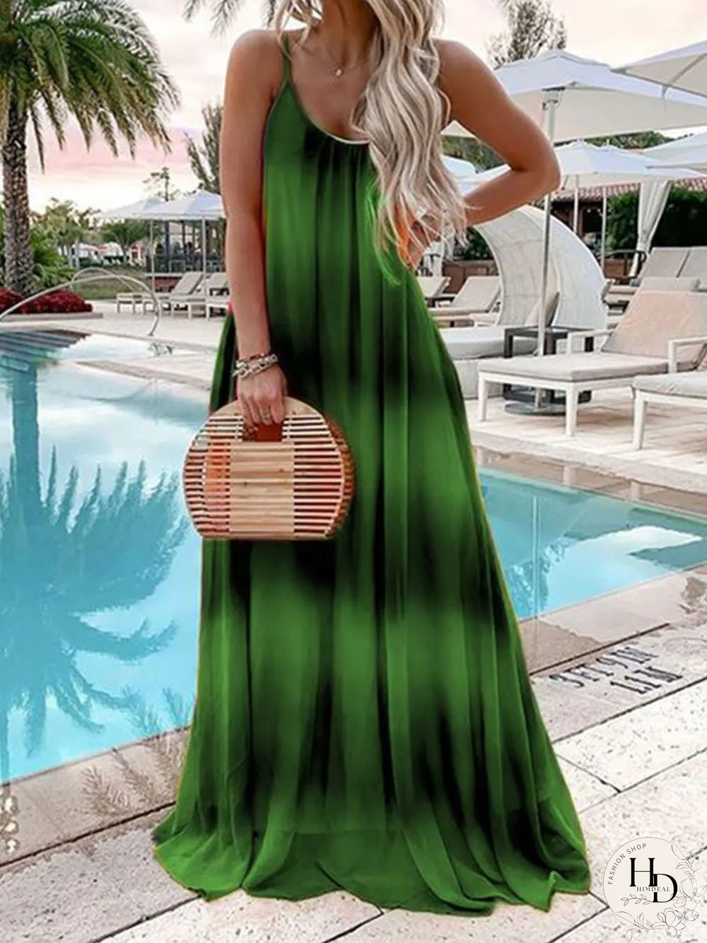 Summer Sleeveless Gradient Maxi Dress P15708