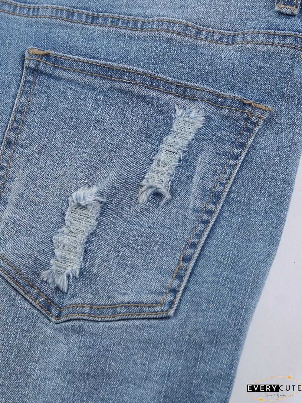 Patriotic Lace-Up Denim Shorts, Distressed
