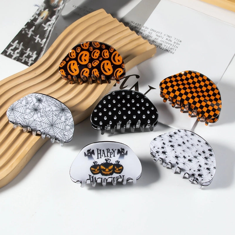 Halloween Minimalist Women’s Pumpkin Lattice Spider PVC Hair Claws