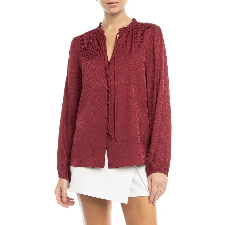 Elora Jacquard Button Blouse