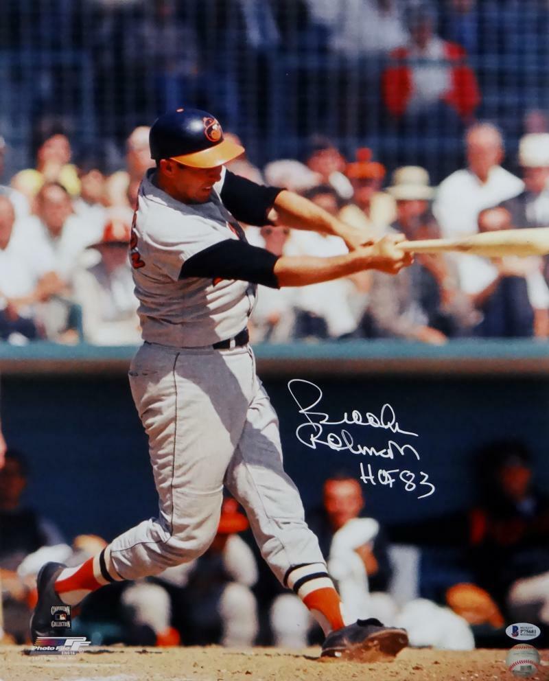 Brooks Robinson Signed Orioles 16x20 Photo Poster painting PF Swinging w/ HOF - Beckett Auth *Wh