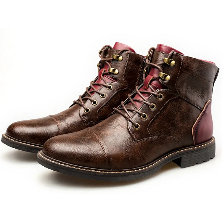 Men's Retro Zipper Workwear Martin Boots