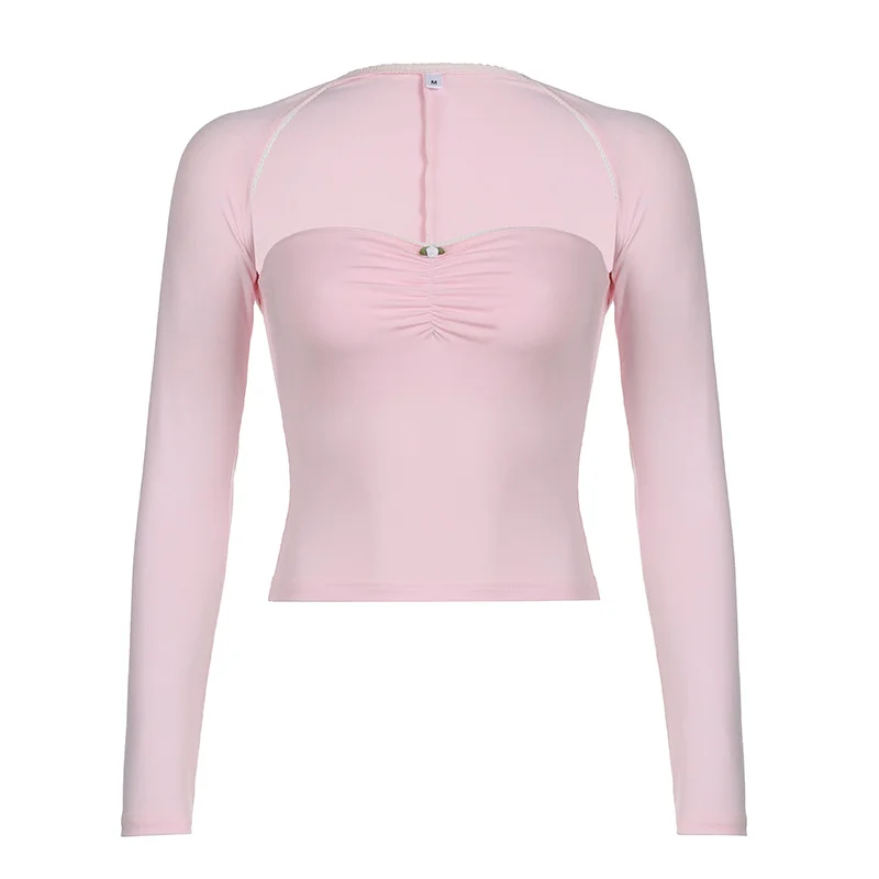 Ueong 2024 New Floret Fold Ultra-Short Solid Color Slim And Thin Girl Style Simple Two-Piece Girl Suit