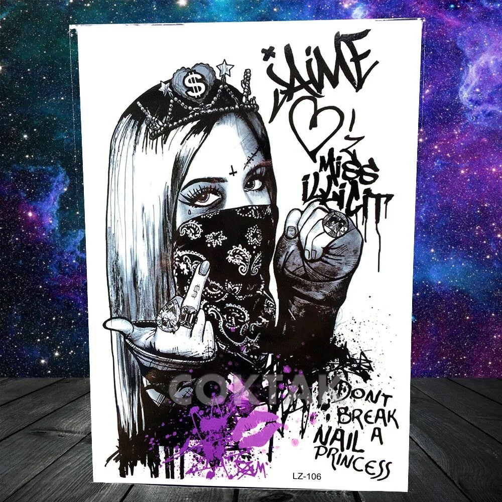 Fashion Space Temporary Tattoos For Kids Women Body Art Face Tatoos Realistic Fake Washable Geometric Flower Wolf Tattoo For Men