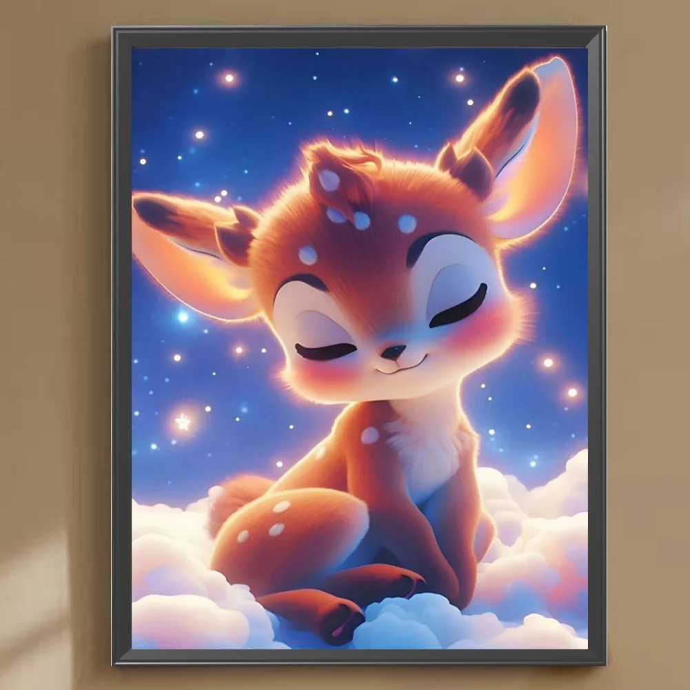 Full Round Diamond Painting 30*40cm - Deer Sleeping On The Cloud