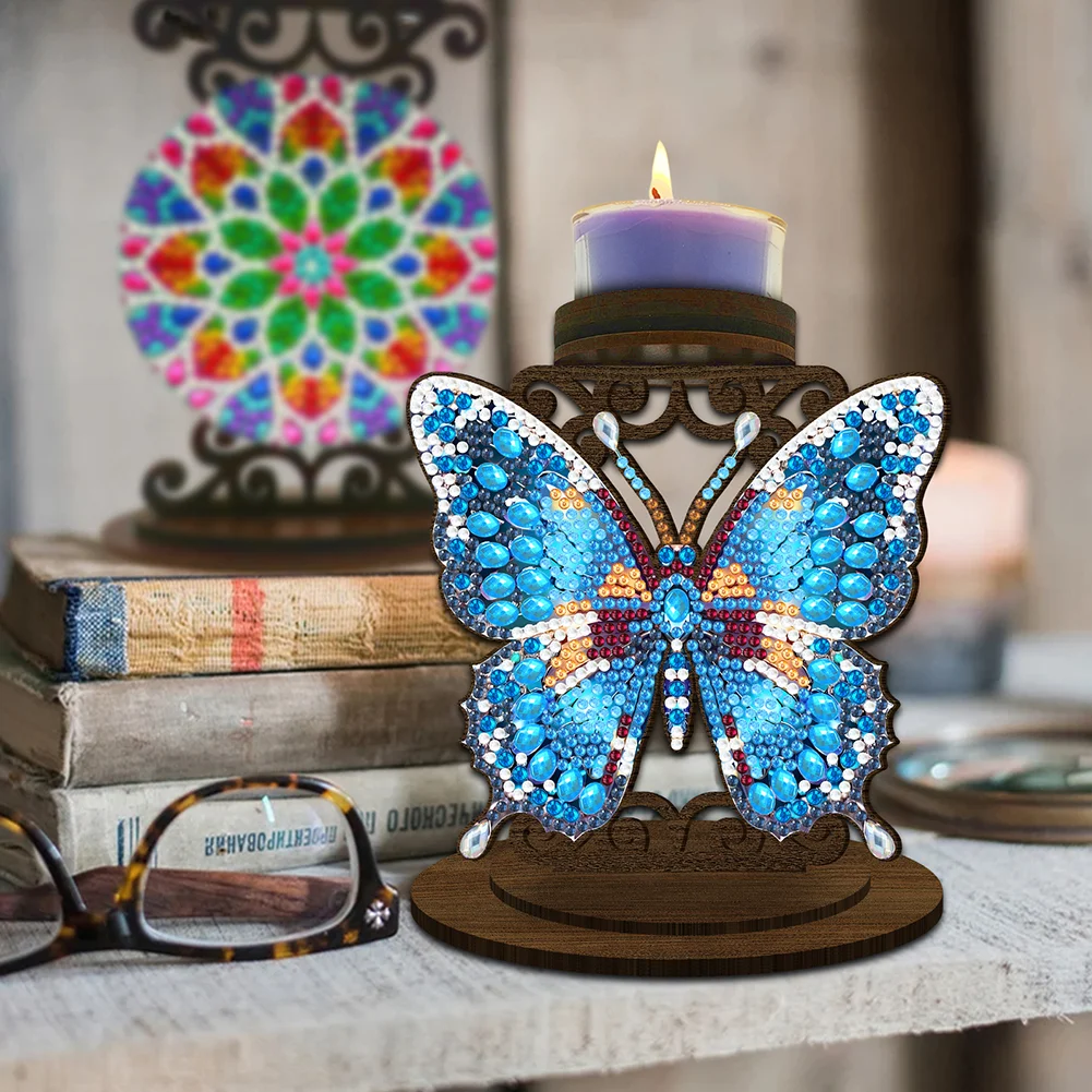 5D DIY Butterfly Desktop Diamond Painting Art Candle Holder Home Decor 