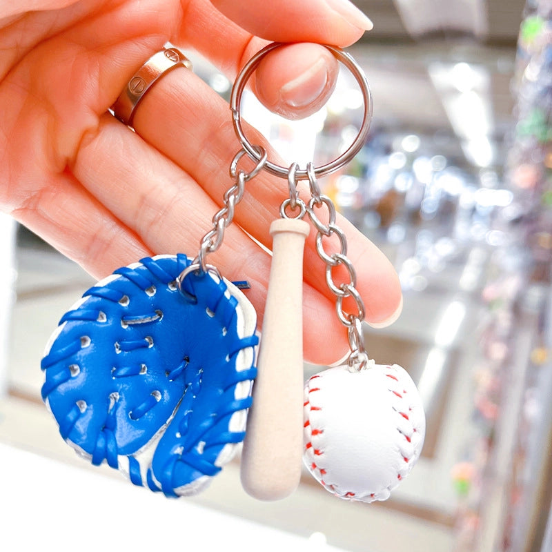 Fashion Baseball Pu Leather Unisex Bag Pendant Keychain