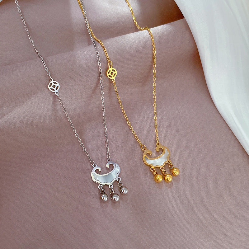 Women Cartoon Gourd Geometric Titanium Steel Electroplating Necklaces