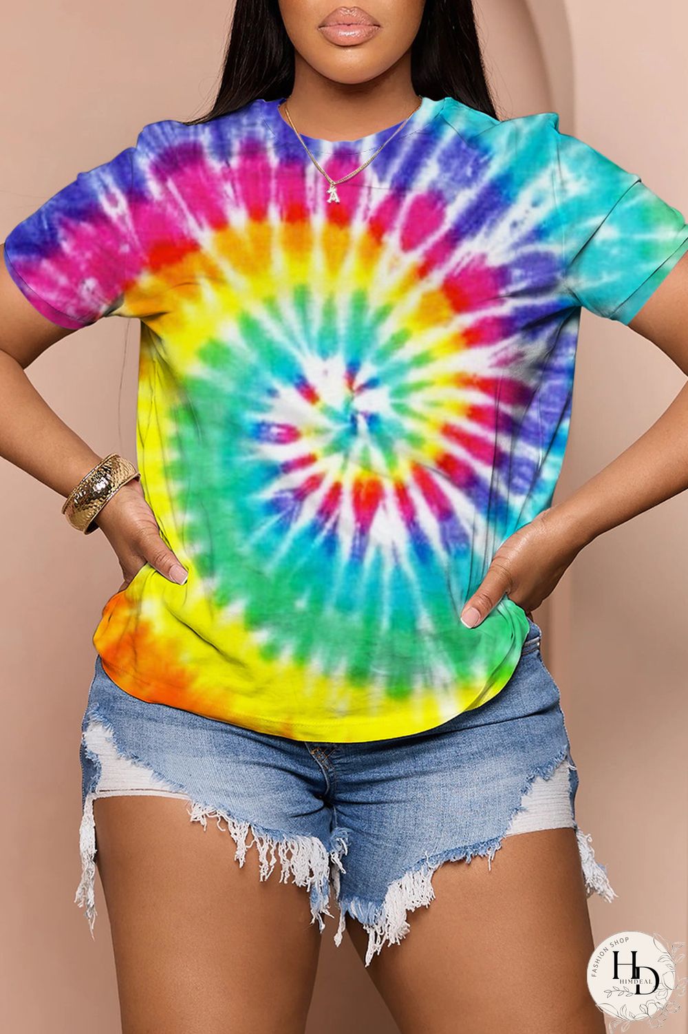 Blue Purple Casual Daily Print Basic O Neck T-Shirts