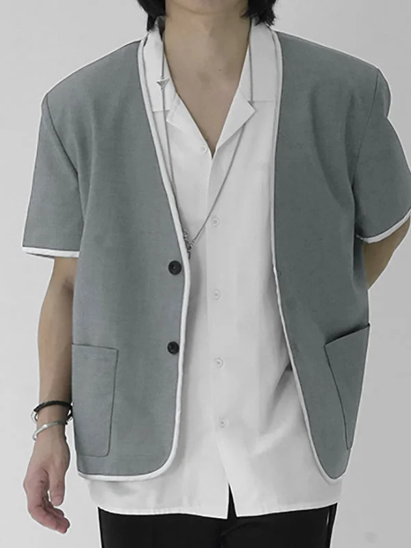 Aonga - Mens Collarless Single Breasted Blazer J