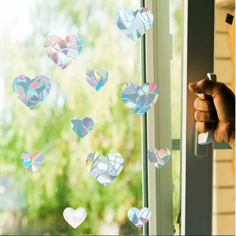 24 Style Window Decoration Film Rainbow Prism Heart Decals Home Decor Living Room Bathroom Balcony Electrostatic Glass Sticker