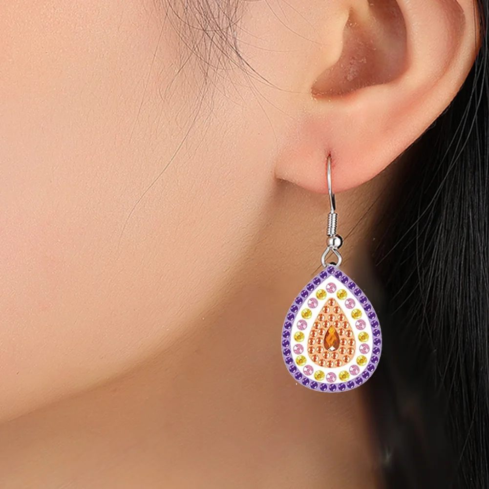 12 Pair Transparent DIY Diamond Art Earring Double Side Diamond Painting Earring