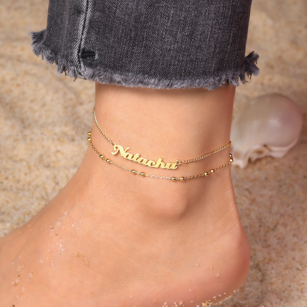 Custom Name Anklet Bracelet Double Layers Classic Anklet