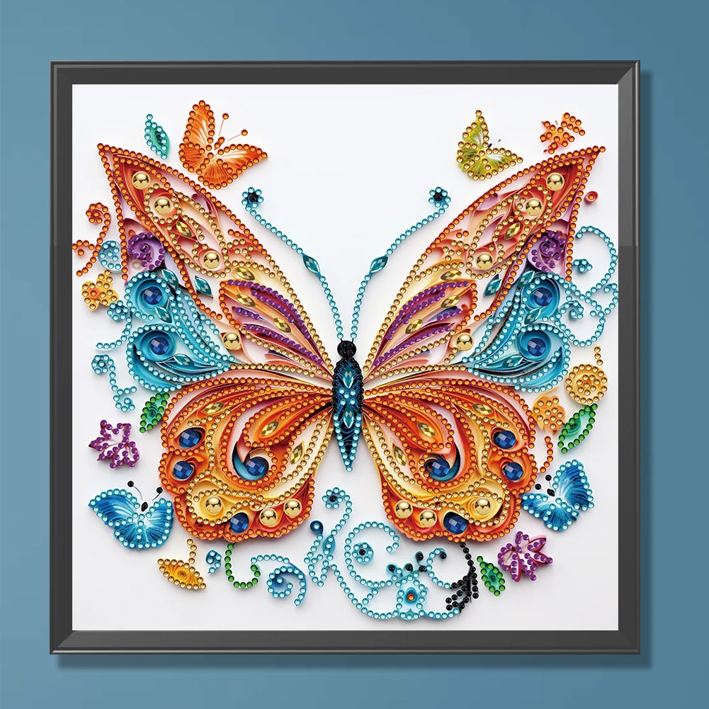 Diamond Painting - Partial Special Shaped Drill - Flower Butterfly(Canvas|30*30cm)