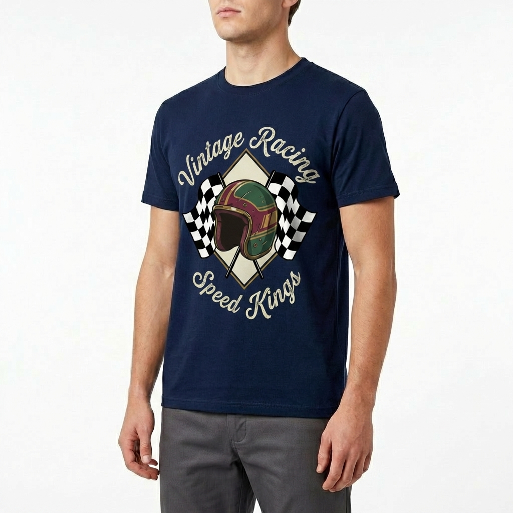  Men's American Racing-themed Casual Printed Short-Sleeved T-shirt Avantcool