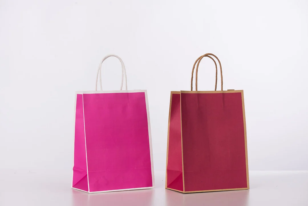 Magenta Paper Bags With Handles