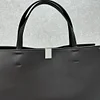 Women Handbag Real Leather Stylish Cabas Rectangle Tote Bag Black Brown 21x40x12 cm