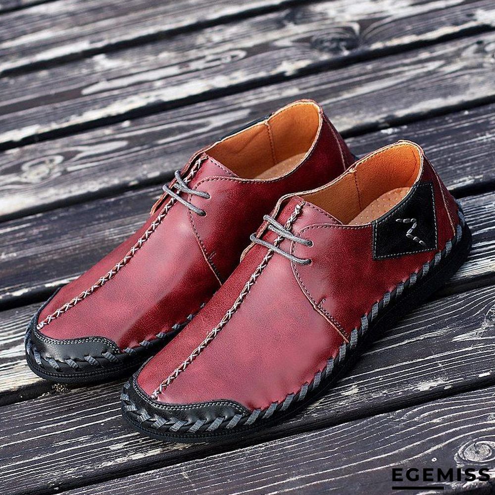 Men Casual Cow Leather Light Comfortable Split Leather Flats Shoes | EGEMISS